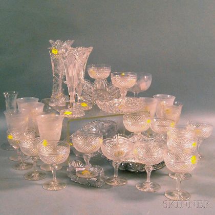 Thirty-five Cut Glass Items