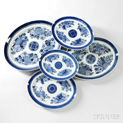 Five Graduated Fitzhugh Porcelain Oval Platters