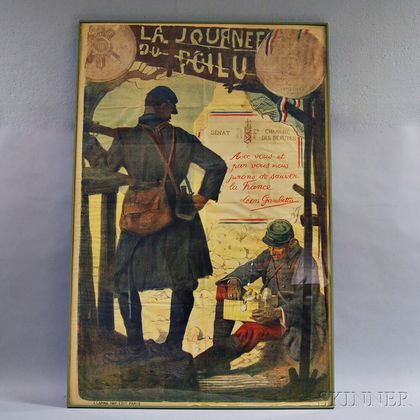 Framed La Journée Du Poilu WWI Lithograph Poster