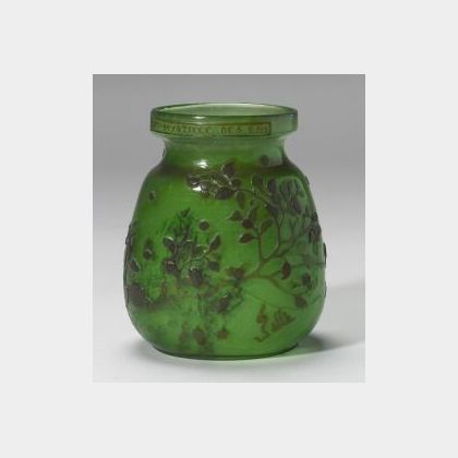 Galle Engraved Art Glass Vase