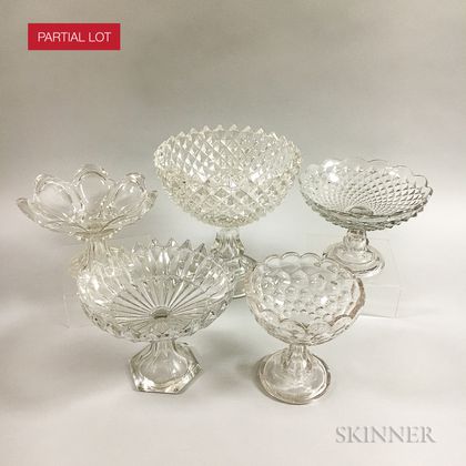 Eighteen Sandwich Colorless Pressed Glass Compotes. Estimate $300-500