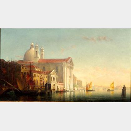 T. Defrees (American, fl. 1855-1887) Morning in Venice, Church of the Jesuits, Giudecca Canal
