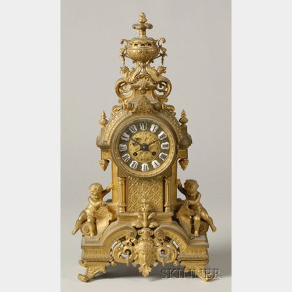 French Louis XV/XVI-style Bronze Mantel Clock