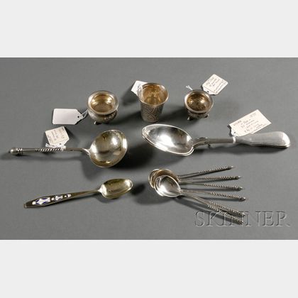 Seventeen Small Russian Silver Tablewares