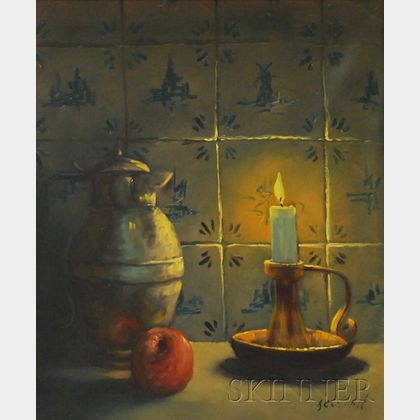 Attributed to Adrianus Wilhelmus Selhorst (Dutch, 1916-1987) Still Life with Lighted Candle.