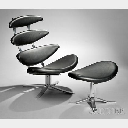 Poul Volther (1923-2001) Corona Chair and Footstool