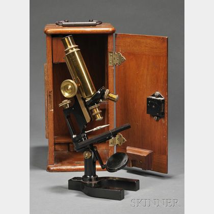 Black-painted Brass Compound Monocular Microscope