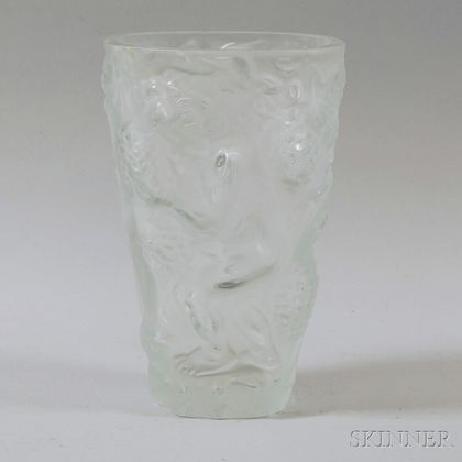Molded and Frosted Glass Vase