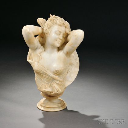 Galleria Fratelli Lapini (Italian, act. Late 19th Century) Alabaster Bust of a Woman Personifying Night