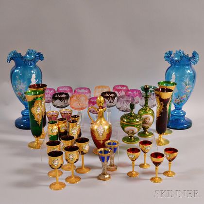 Thirty-nine Colored Glass Items