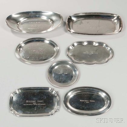 Six Sterling Silver Trophy Plates