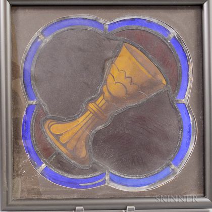 Framed Stained Glass Panel of a Chalice