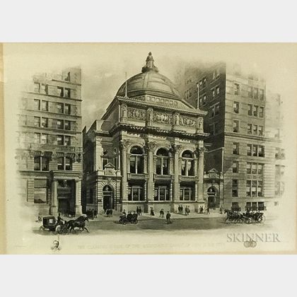 Framed Moses King Print The Clearing House of the "Associated Banks of New York City,"