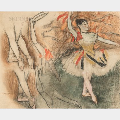 After Edgar Degas (French, 1834-1917) Study of Legs and Arm Movements for a Dancer with a Tambourine