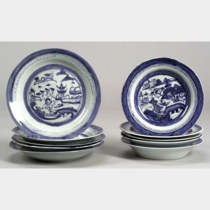 Ten Assorted Canton Porcelain Soup Plates