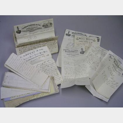 Collection of 1860s and 1870s James Leffel & Co., Manufacturers of Double Turbine Water Wheels, Letterheads and Billheads, 