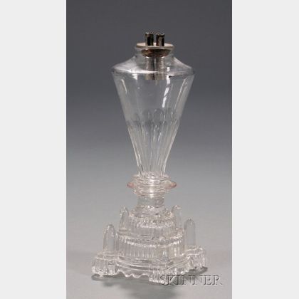 Colorless Free-blown and Pressed Glass Whale Oil Lamp