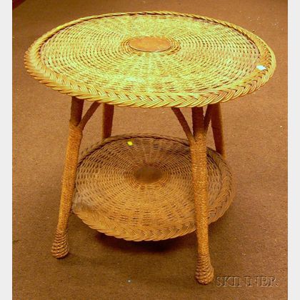 Late Victorian Woven Wicker and Rope Center Table. 