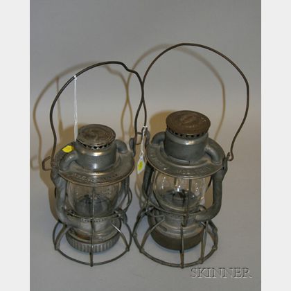 Two Dietz New York Central Tin Railroad Lanterns
