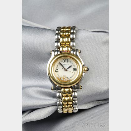 Lady's Stainless Steel and 18kt Gold "Happy Sport" Wristwatch, Chopard