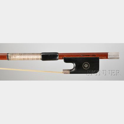 French Silver-mounted Violoncello Bow, Emile A. Ouchard