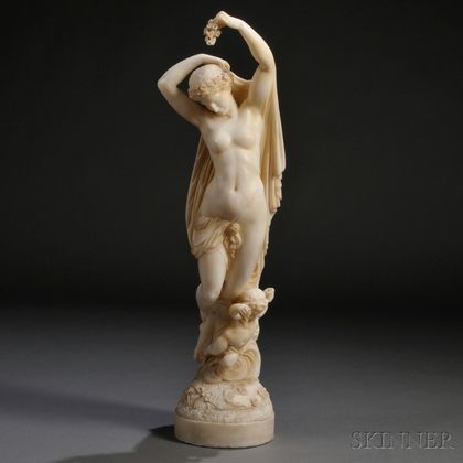 Continental School, Late 19th/Early 20th Century Alabaster Figure of a Maiden with a Floral Wreath