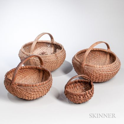 Four Woven Splint Buttock Baskets