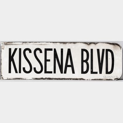 Two-sided Enamel "Kissena Blvd." Street Sign