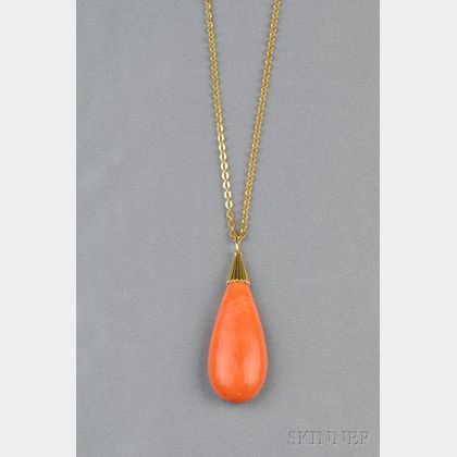 18kt Gold and Coral Pendant