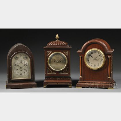 Elliott Mahogany Table Clock and Two Others
