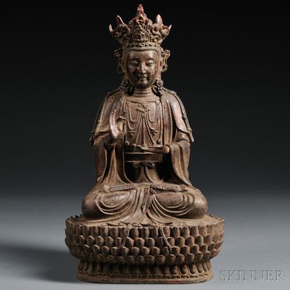 Ming-style Polychrome Lacquered Bronze Figure of Guanyin