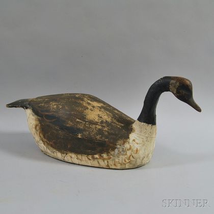 Painted Wood and Canvas Canada Goose Decoy