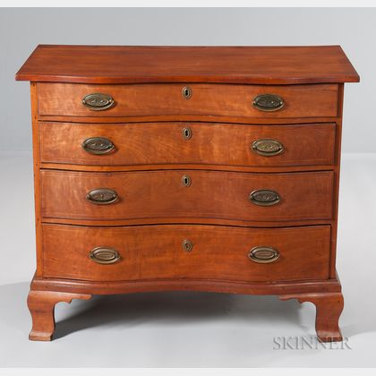 Inlaid Cherry Serpentine-front Chest of Four Drawers