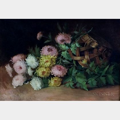Josephine Elizabeth Bradstreet (American, 1859-1920) Chrysanthemums Spilling from an Upturned Basket