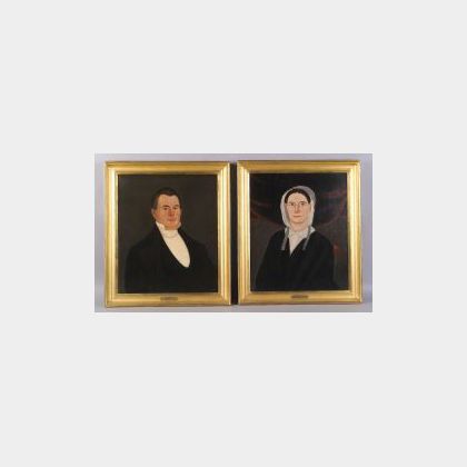 William W. Kennedy, (American, 1818-after 1870) Portraits of Mr. and Mrs. E. Peace.