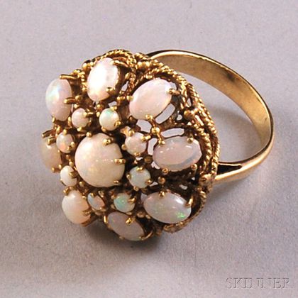 14kt Gold and Opal Cluster Ring
