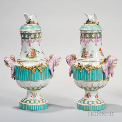 Pair of German Porcelain Vases