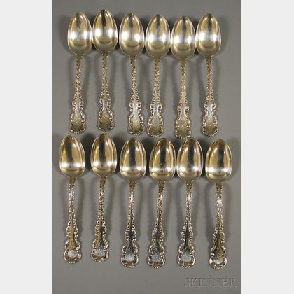 Set of Twelve Whiting "Louis XV" Sterling Silver Tablespoons