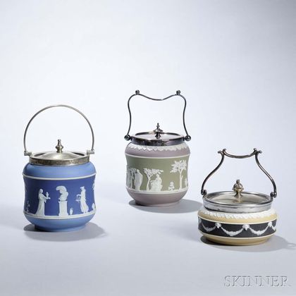 Three Wedgwood Tricolor Jasper Dip Jars
