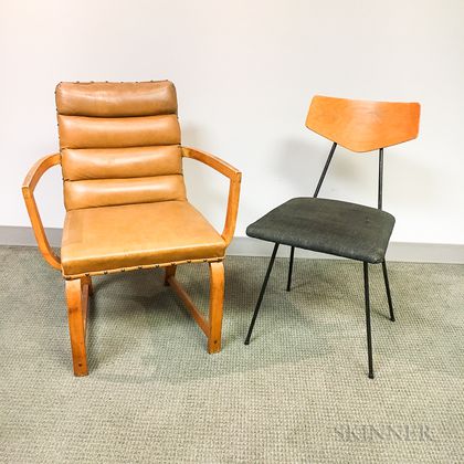 Two Mid-Century Modern Upholstered Chairs. Estimate $20-200