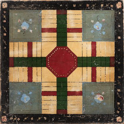 Large Paint-decorated Parcheesi Game Board