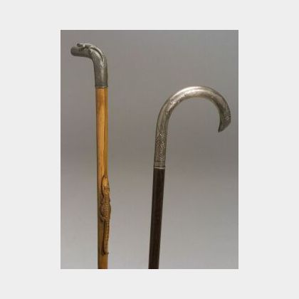 Two Metal-topped Canes