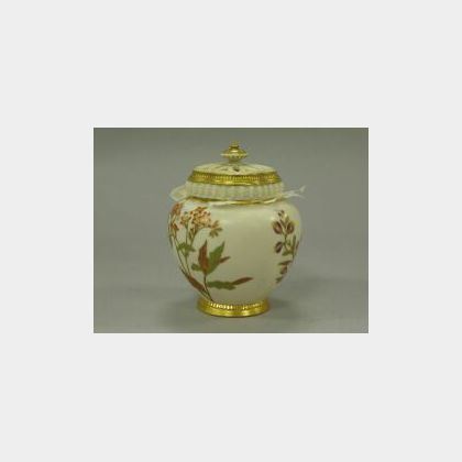 Royal Worcester Floral Decorated Porcelain Cache Pot. 