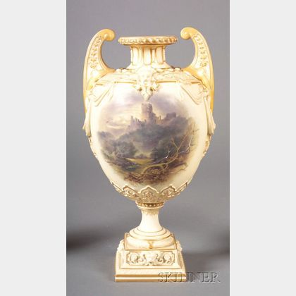 Royal Worcester Handpainted Porcelain Vase