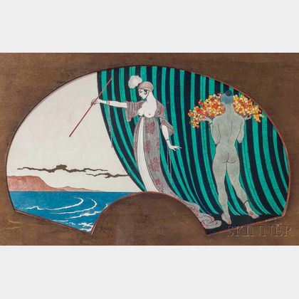 Georges Barbier (French, 1882-1932) Art Deco Design for a Fan