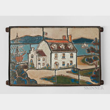 Arts and Crafts Scenic Architectural Tile Frieze Possibly Paul Revere Pottery 