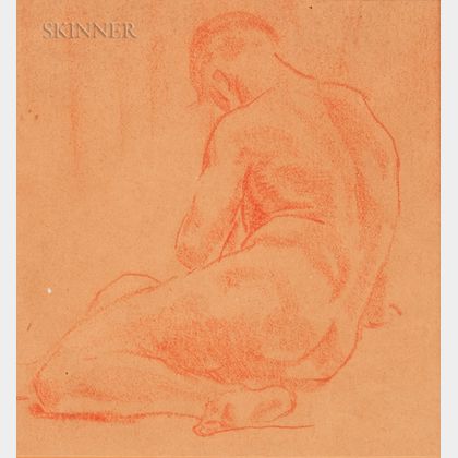 American/European School, 20th Century Sketch of a Male Nude