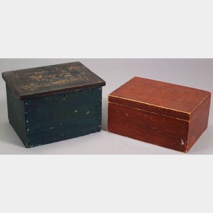 Two Paint Decorated Wooden Boxes