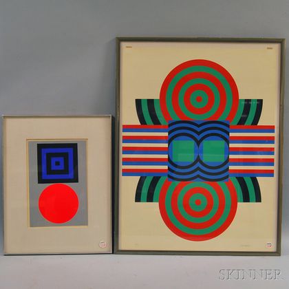 Pia Pizzo (Italian, b. 1937) Two Framed Abstract Prints.