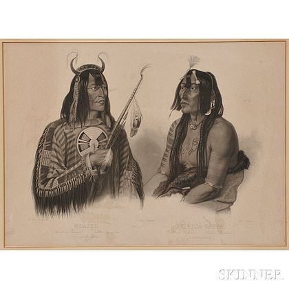 Bodmer, Karl (1809-1893) Noapeh. An Assiniboin Indian / Psihdja-Sahpa. A Yanktown Indian. Tableau 12.